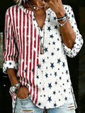 Women'S Retro Art American Flag Round Neck Top