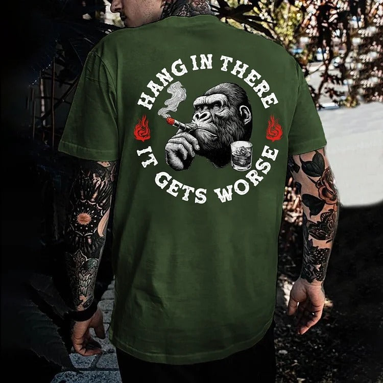 Hang in There It Gets Worse Monkey Men's T-shirt