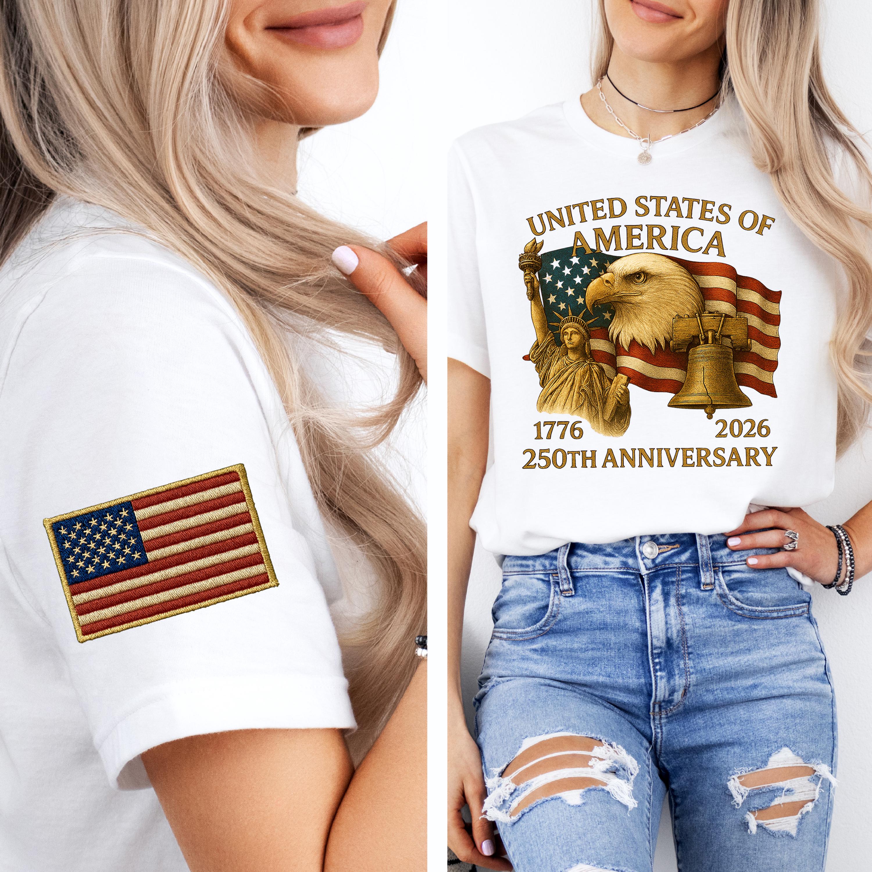 Women's Casual American 250Th Anniversary Commemorative T-Shirt