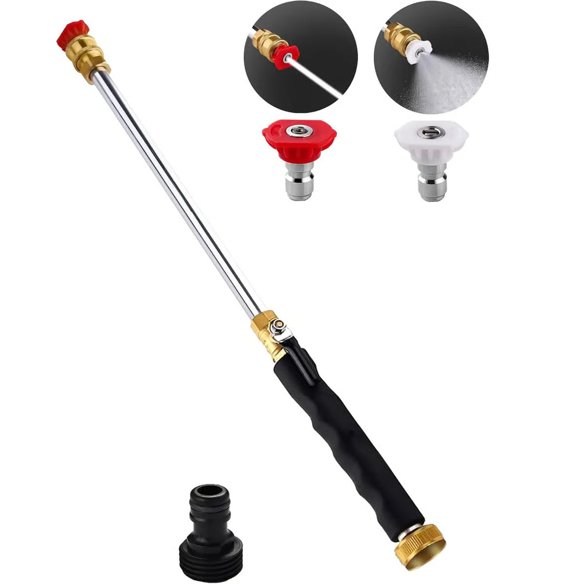 Garden Hose Nozzle High-Pressure Washer with 3 High-Pressure Nozzles
