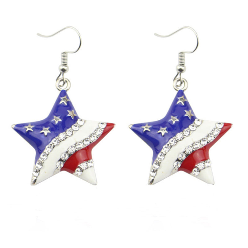 Flag Inspired Rhinestone Studded Earrings