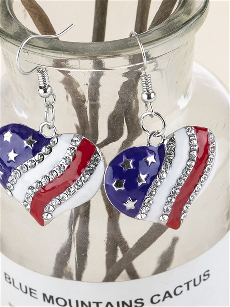 Flag Inspired Rhinestone Studded Earrings