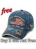 🏆Hand-Embroidered Artisan Cap💖US 250th Anniversary Casual Hat