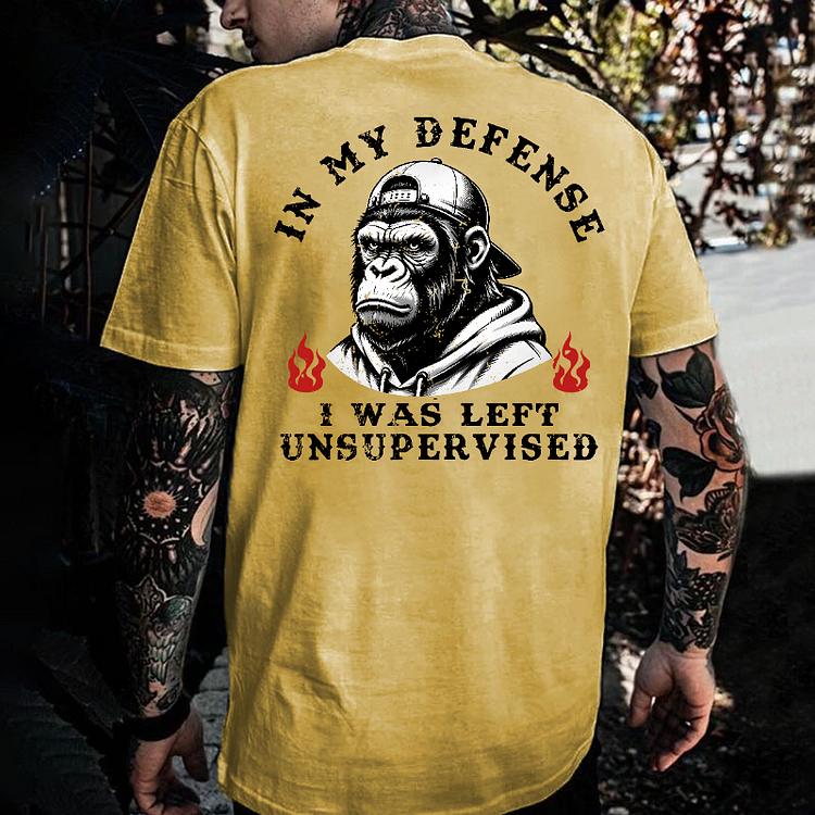 In My Defense I Was Left Unsupervised Monkey Men's T-shirt