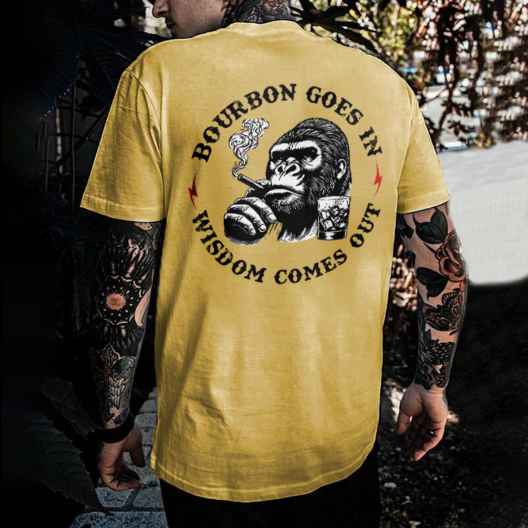 Bourbon Goes In Wisdom Comes Out Printed Men's T-shirt