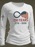 Women's 250th Anniversary National Flag Print Casual Long-Sleeved T-Shirt