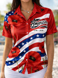 Ladies' Casual American 250Th Anniversary Celebration Short Sleeved Shirt