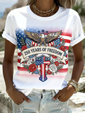 Women's Casual And Free Eagle Print T-Shirt