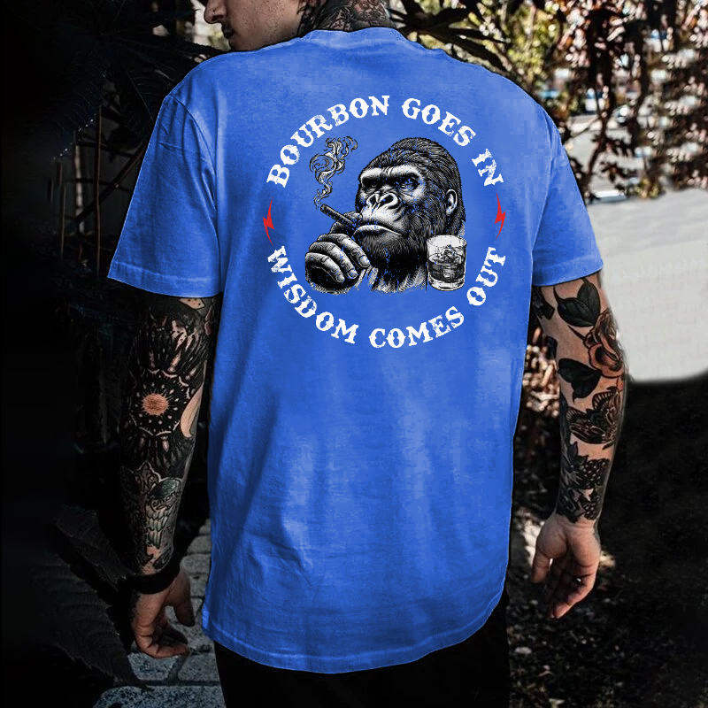 Bourbon Goes In Wisdom Comes Out Printed Men's T-shirt