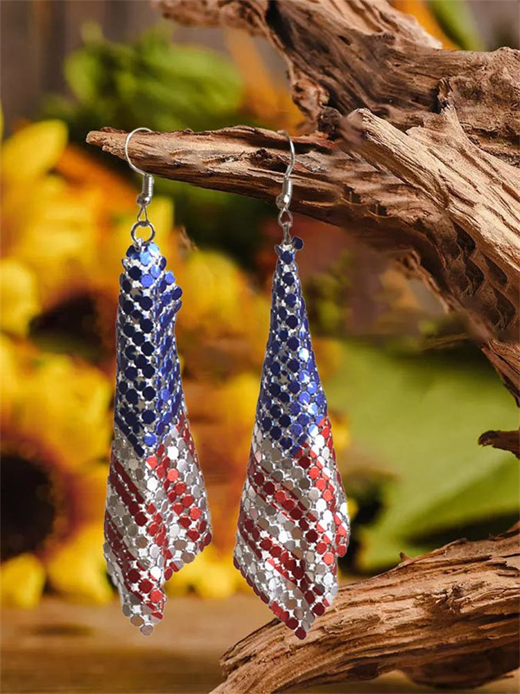 Flag Inspired Glitter Metal Earrings
