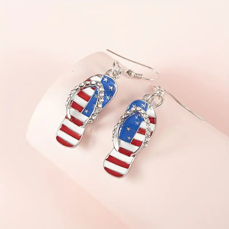 Independence Day Flag Slipper Earrings
