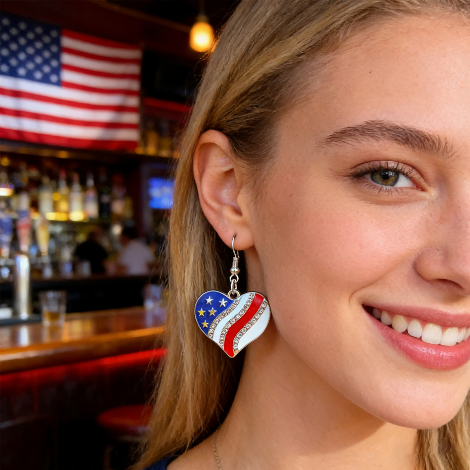 American Flag Elements Independence Day Festival Earrings