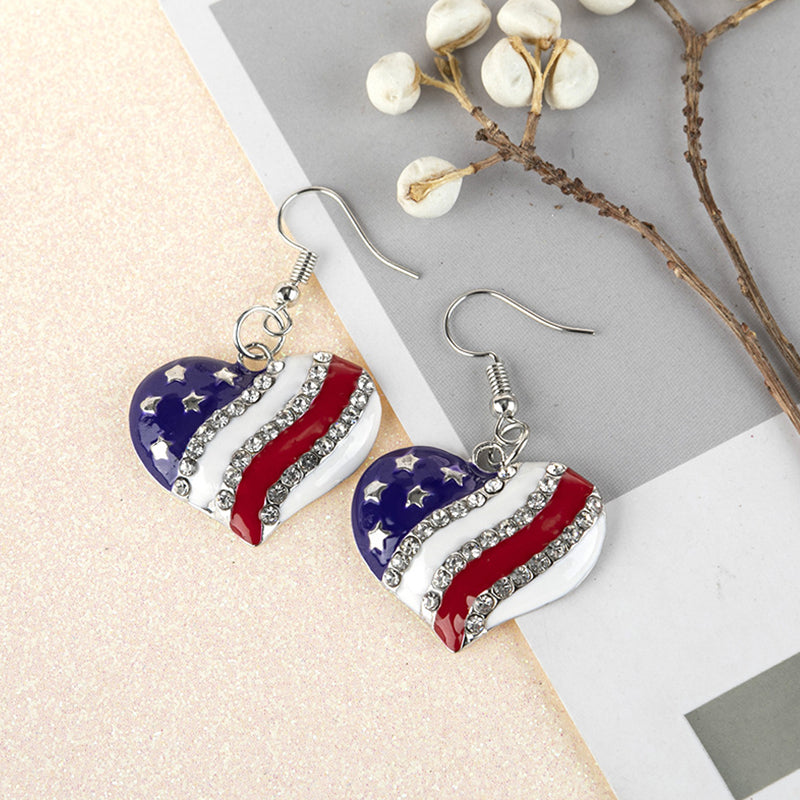 Flag Inspired Rhinestone Studded Earrings