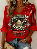 America's 250th Anniversary Capitol Building V-Neck Top