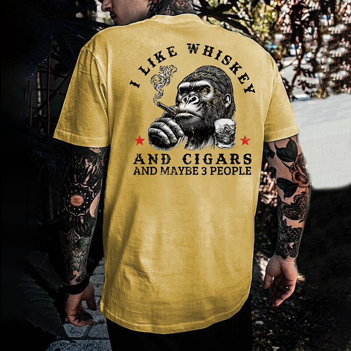 I Like Whiskey And Cigars And Maybe 3 People Printed Men's T-shirt