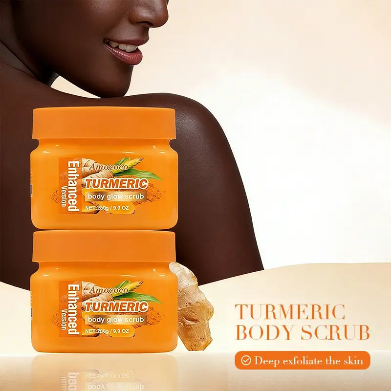 Turmeric Nourishing Scrub 280g-Infused with natural turmeric extract and moisturizing ingredients. Gently exfoliates while deeply hydrating the skin, leaving it smooth, supple, and radiant.