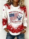 Ladies' Leisure 250th Anniversary National Day Celebration Round Neck Hoodie