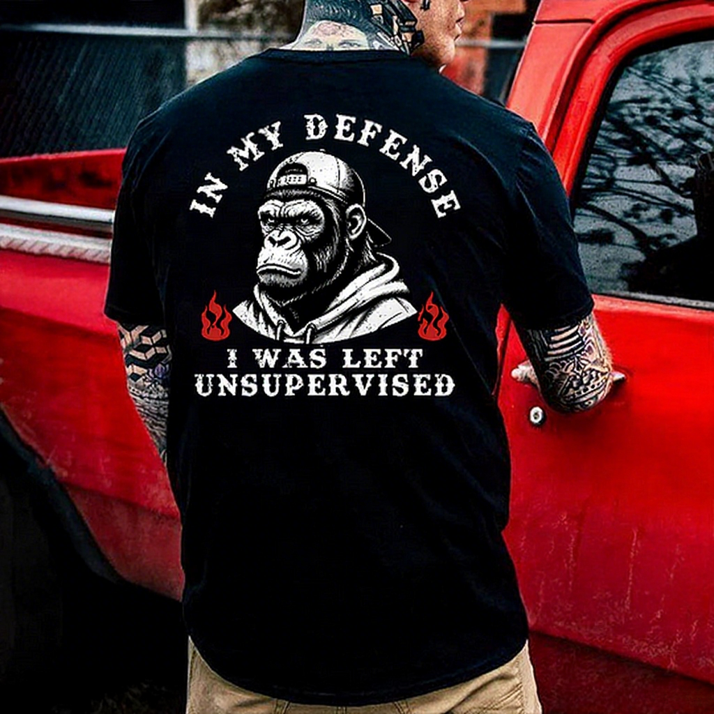 In My Defense I Was Left Unsupervised Monkey Men's T-shirt