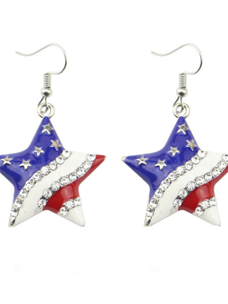 Flag Inspired Rhinestone Studded Earrings