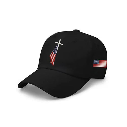 American Flag Cross Independence Day Baseball Cap