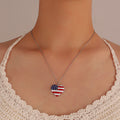 American Independence Day Heart Flag Necklace