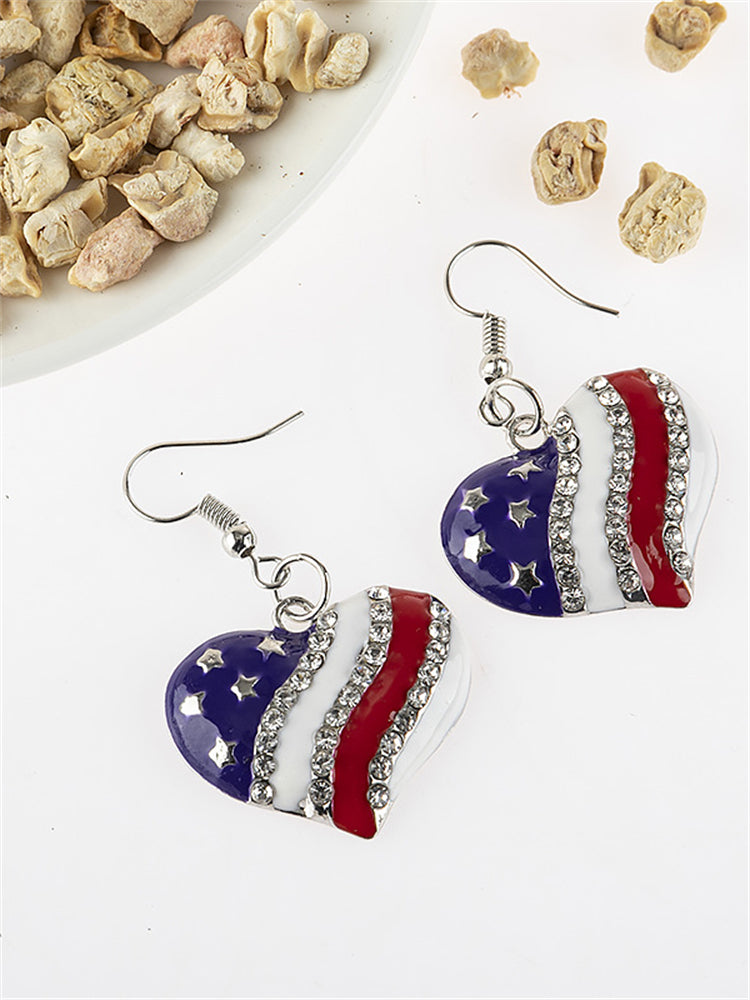 Flag Inspired Rhinestone Studded Earrings