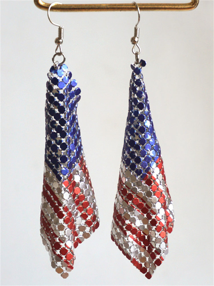 Flag Inspired Glitter Metal Earrings
