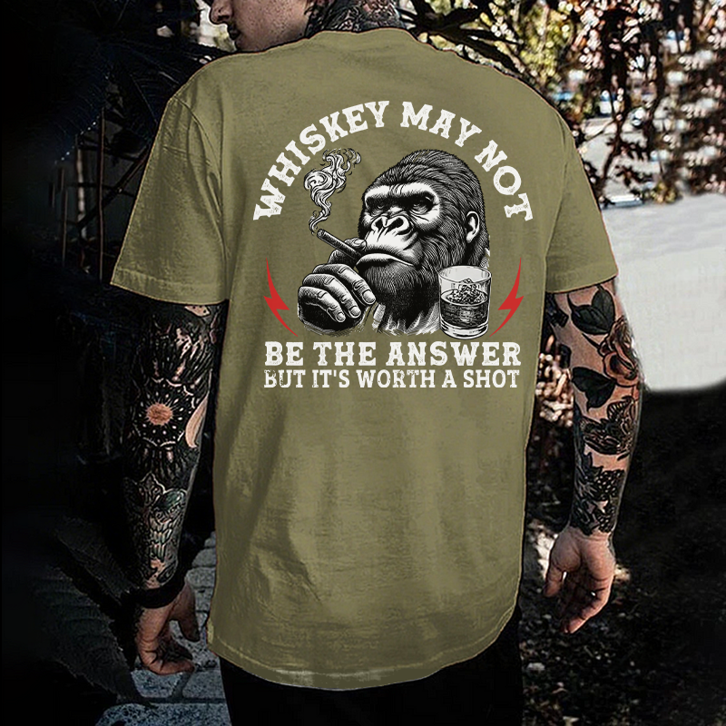 Whiskey May Not Be The Answer But It's Worth A Shot Printed Men's T-shirt