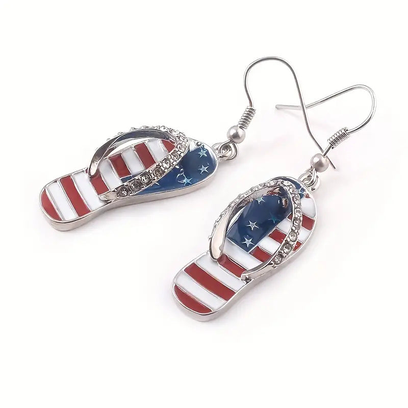 Independence Day Flag Slipper Earrings