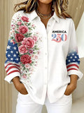 Ladies' Casual 250Th Anniversary Celebration Lapel Button Up Shirt