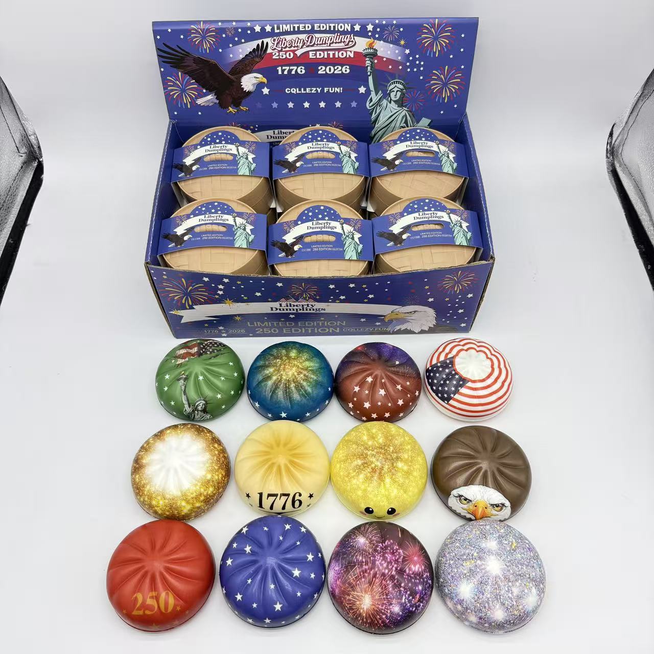 2026 New Glitter Dumpling Squishy with Steamer Box, Soft Sensory Fidget Steamed Bun Squeeze Tool for Adult Stress & Anxiety Relief,