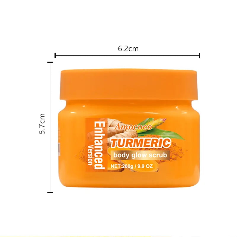 Turmeric Nourishing Scrub 280g-Infused with natural turmeric extract and moisturizing ingredients. Gently exfoliates while deeply hydrating the skin, leaving it smooth, supple, and radiant.