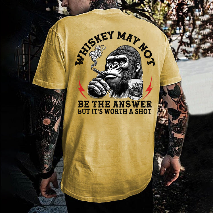 Whiskey May Not Be The Answer But It's Worth A Shot Printed Men's T-shirt
