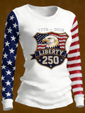 Women's Casual American 250Th Anniversary Celebration Hot Stamping T-Shirt