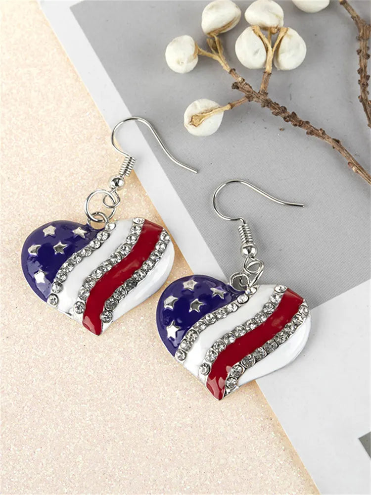 Flag Inspired Rhinestone Studded Earrings