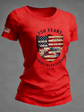 Women's 250 YEARS Semiquincentennial Shield Bible Verse Print T-Shirt