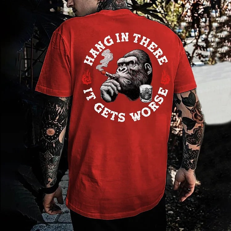 Hang in There It Gets Worse Monkey Men's T-shirt