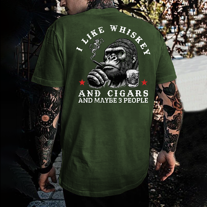 I Like Whiskey And Cigars And Maybe 3 People Printed Men's T-shirt