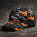 USA Flag Orange Camo Baseball Cap, Embroidered American Flag Tactical Trucker Hat