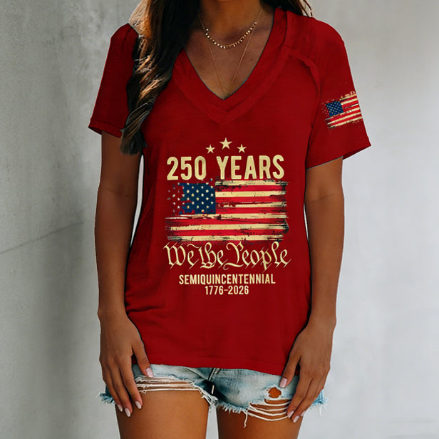 Women'S 250Th Anniversary Printed Casual T-Shirt From The United States