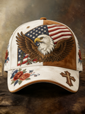 Color Blocked National Flag, Eagle Cross, Embroidered Western Baseball Cap