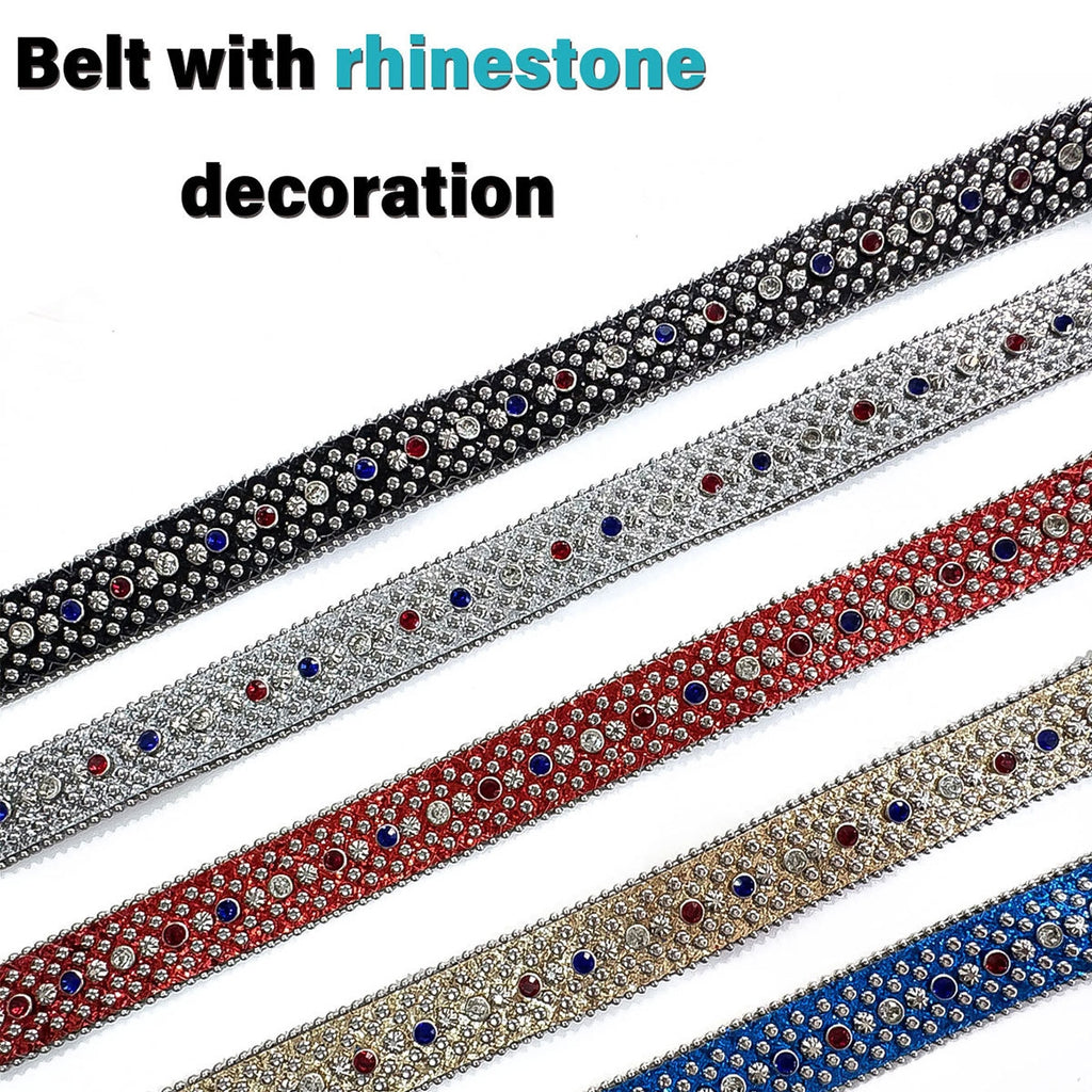 Unisex Independence Day Star Eagle Full Diamond Metal Buckle Belt