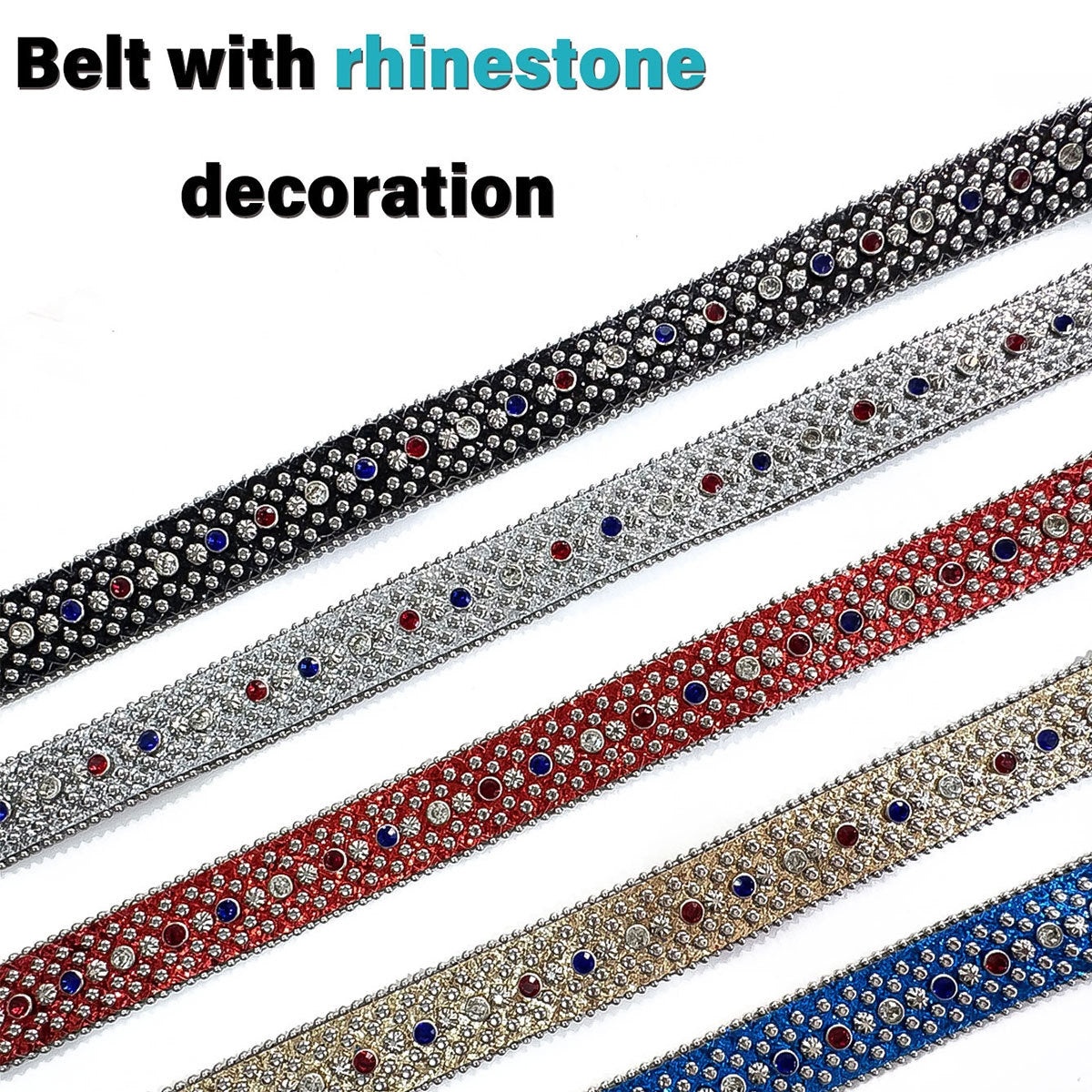 Unisex Independence Day Star Eagle Full Diamond Metal Buckle Belt