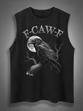 F-Caw-F Crow Print Cotton Sleeveless Tank Tops