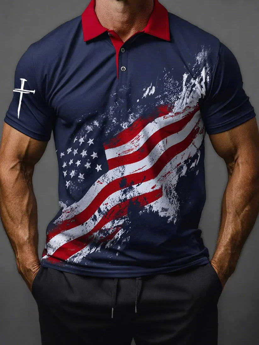 Men'S Casual 250Th Anniversary Celebration Of The Founding Of The United States Personalized Printed Polo Shirt