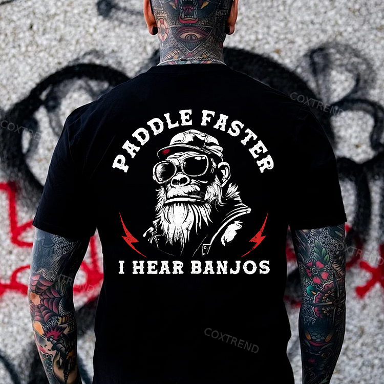 Paddle Faster I Hear Banjos Monkey T-shirt