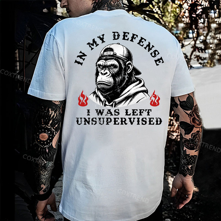 In My Defense I Was Left Unsupervised Monkey Men's T-shirt