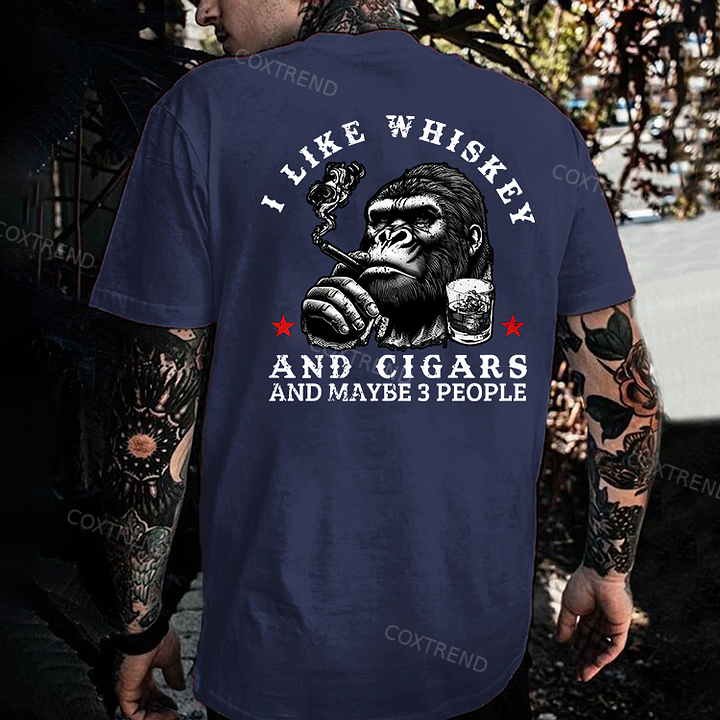 I Like Whiskey And Cigars And Maybe 3 People Printed Men's T-shirt
