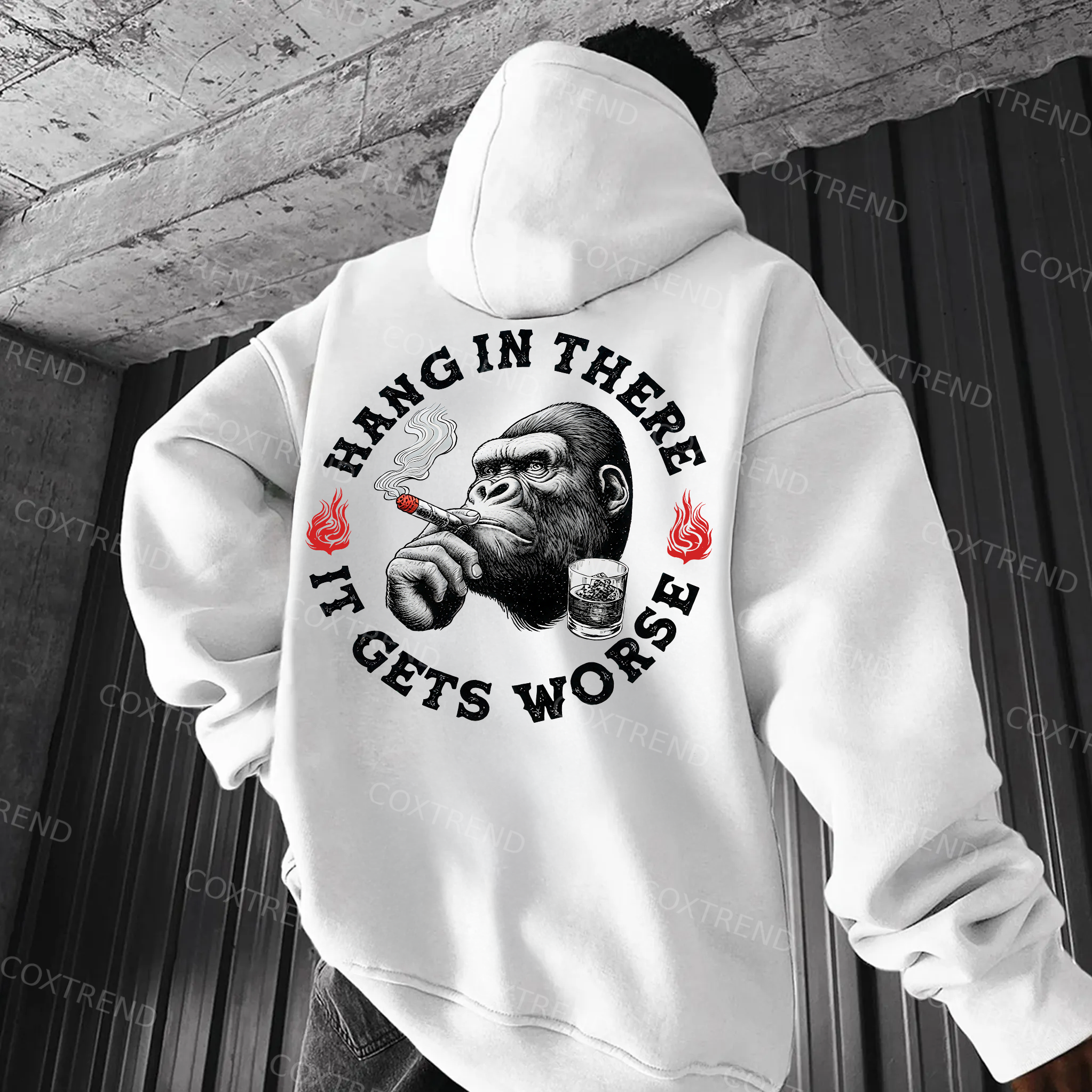 Hang In There It Gets Worse Printed Men's Hoodie
