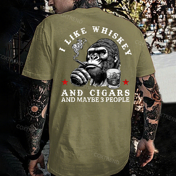 I Like Whiskey And Cigars And Maybe 3 People Printed Men's T-shirt
